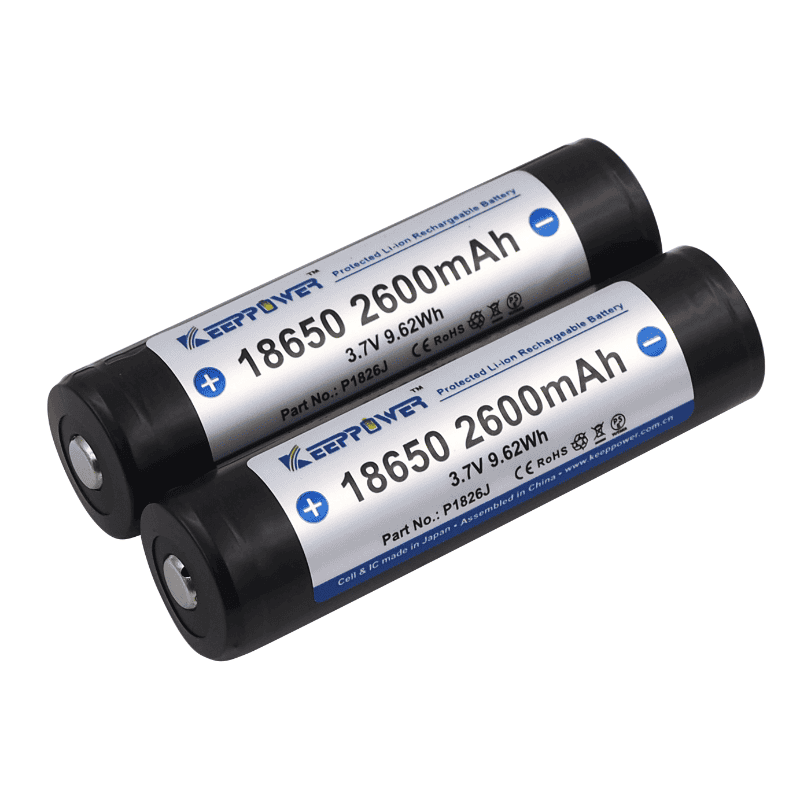 キープパワー 18650 3.7V 2600mAh 保護リチウムイオンバッテリー P1826J